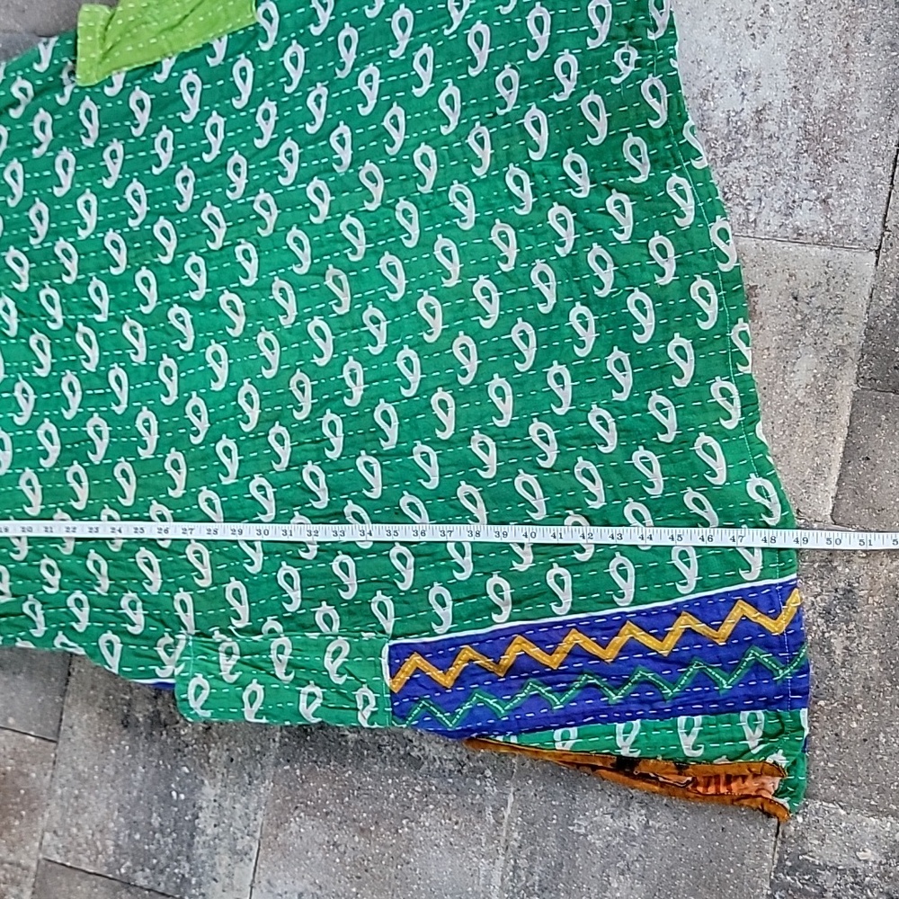 Kantha Cotton Tie-Shoulder Dress OS Can Be Reversed - Picture 7 of 9